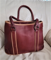 Vintage Latico NJ USA brown genuine leather Urban Influence tote two handle handbag purse preowned two tone textured leather with tan accents Vintage Latico NJ USA brown genuine leather Urban Influence tote two handle handbag purse preowned two tone textured leather with tan accents