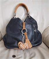 2010 Borse In Pelle womens avant garde black leather handbag signature tassel charms preowned sells as is 2010 Borse In Pelle womens avant garde black leather handbag signature tassel charms preowned sells as is