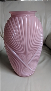 Art Deco pink glass wrapped ribbon style vase