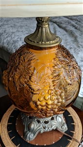 Vintage amber best sale glass table lamp