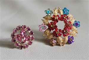 Costume jewelry brooches in floral colorful design