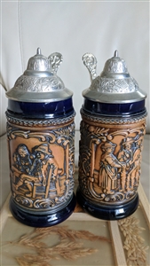 DGBM Vintage Set Of 4 German selling Beer Steins with pewter lids