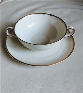 Gold Color Cream Porcelain Coffee Set