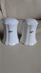 Oleg Cassini Salt & Pepper Shakers in white elegant porcelain design.