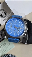 Mens Versus by Versace Soho 44mm blue silver and yellow chronograph watch in original box with fabric pouch and booklets Mens Versus by Versace Soho 44mm blue silver and yellow chronograph watch in original box with fabric pouch and booklets