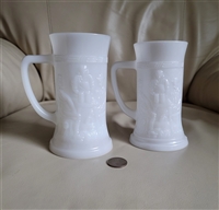 Federal Glass beer stein in embossed milk glass Federal Glass beer stein in embossed milk glass