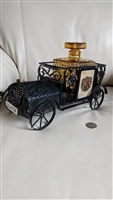 Vintage Japanese metal car decanter with amber diamond cut glass carafe bottle Vintage Japanese metal car decanter with amber diamond cut glass carafe bottle