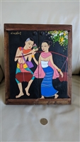 vintage asian wood courting scene picture frame standing or wall decor vintage asian wood courting scene picture frame standing or wall decor