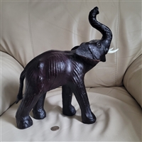 Vintage Leather Wrapped Elephant Sculpture Safari Decor Vintage Leather Wrapped Elephant Sculpture Safari Decor